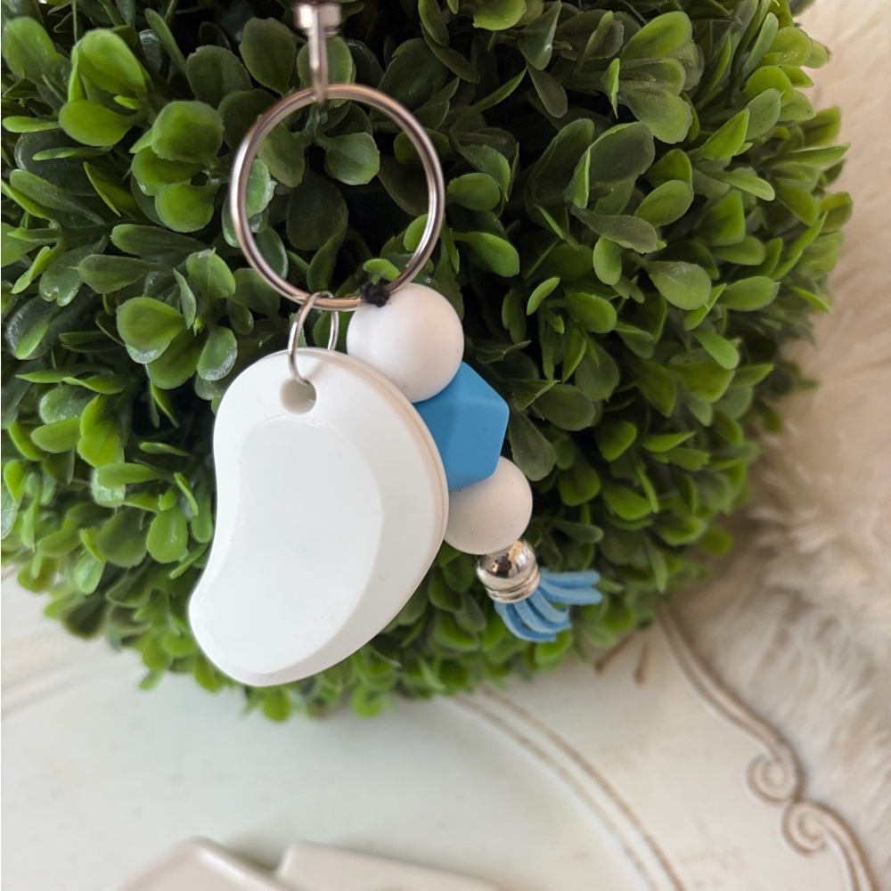 Free with purchase  White & Blue Silicone Beaded Keychain Charm